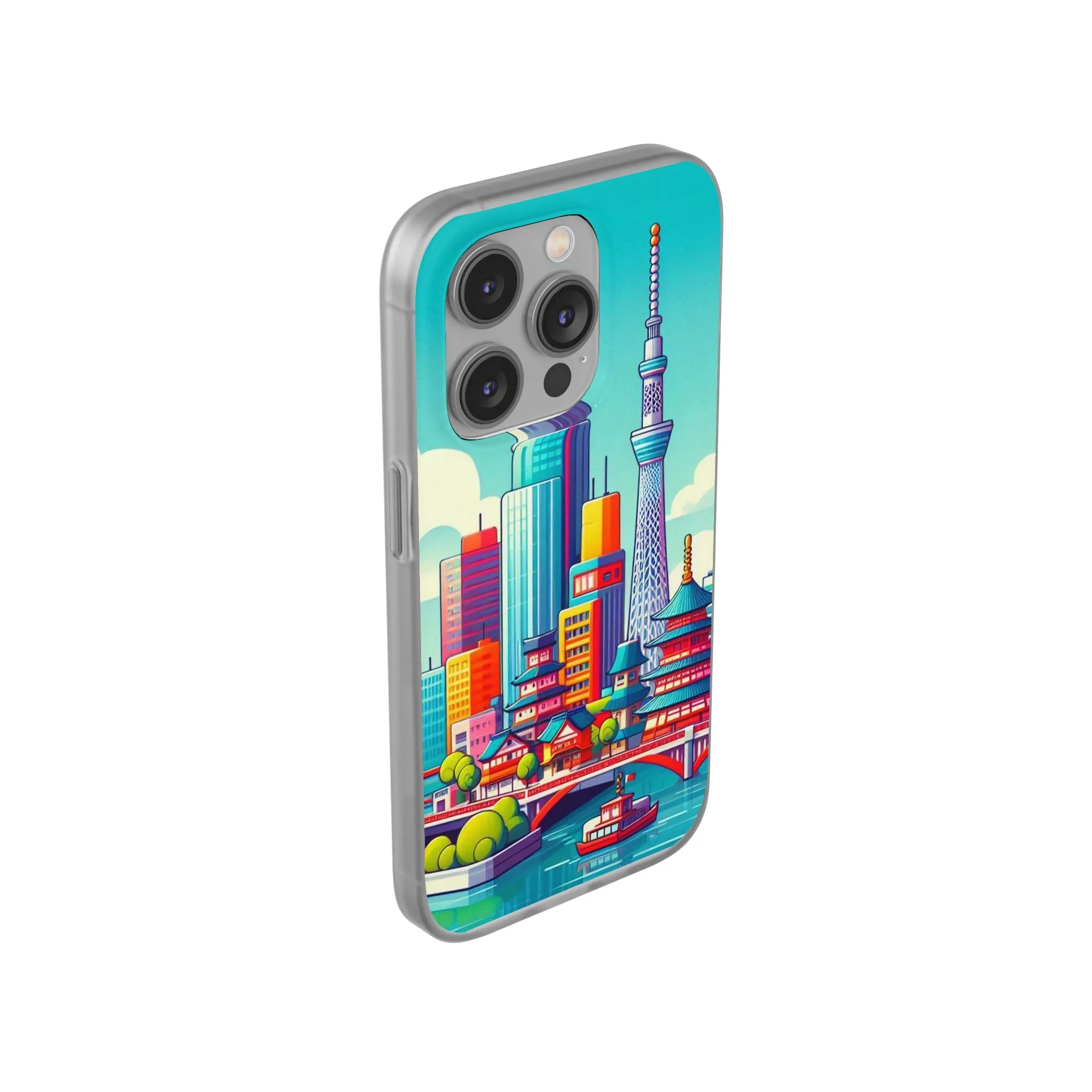 iPhone Flexi Cases with colorful design of the city of Tokyo