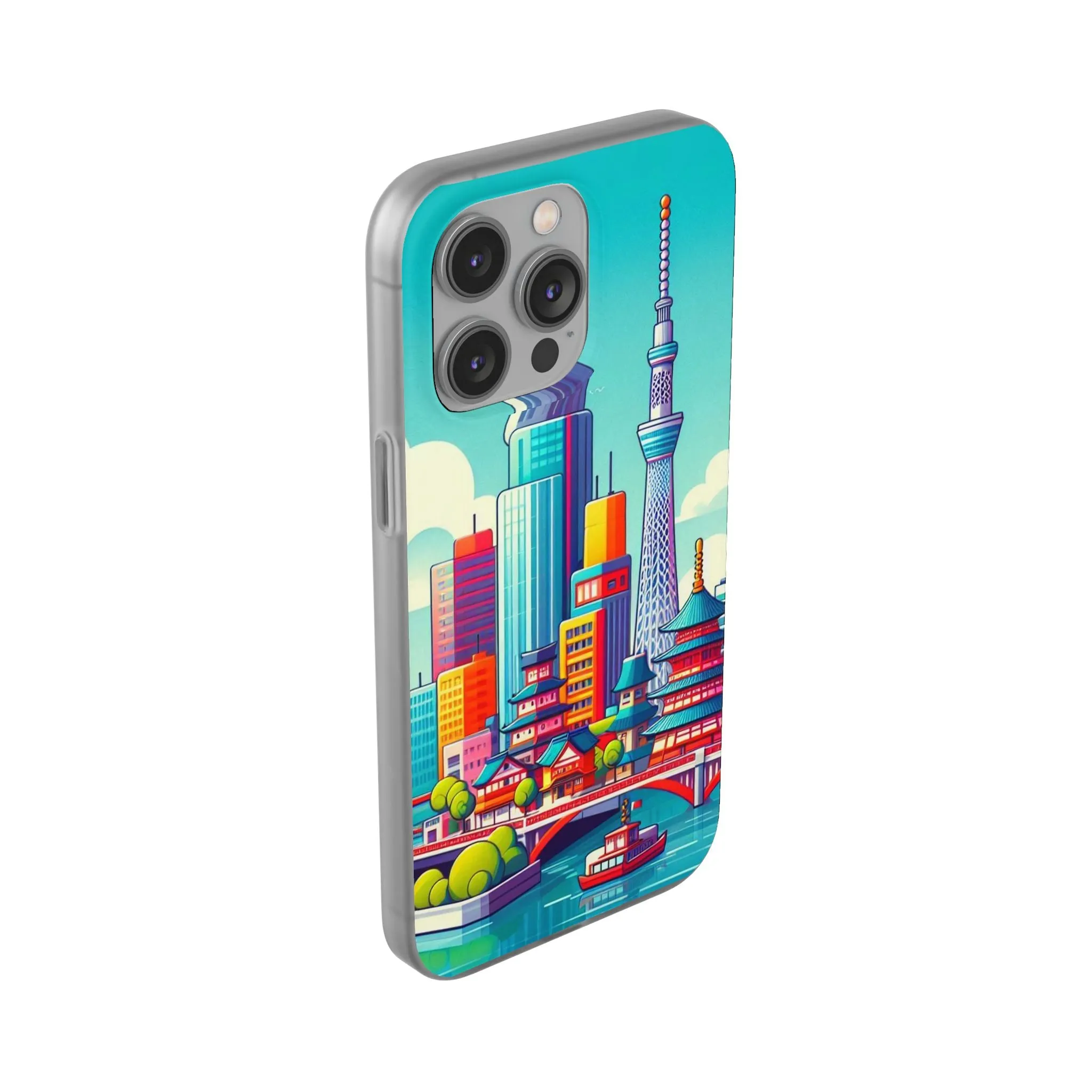 iPhone Flexi Cases with colorful design of the city of Tokyo