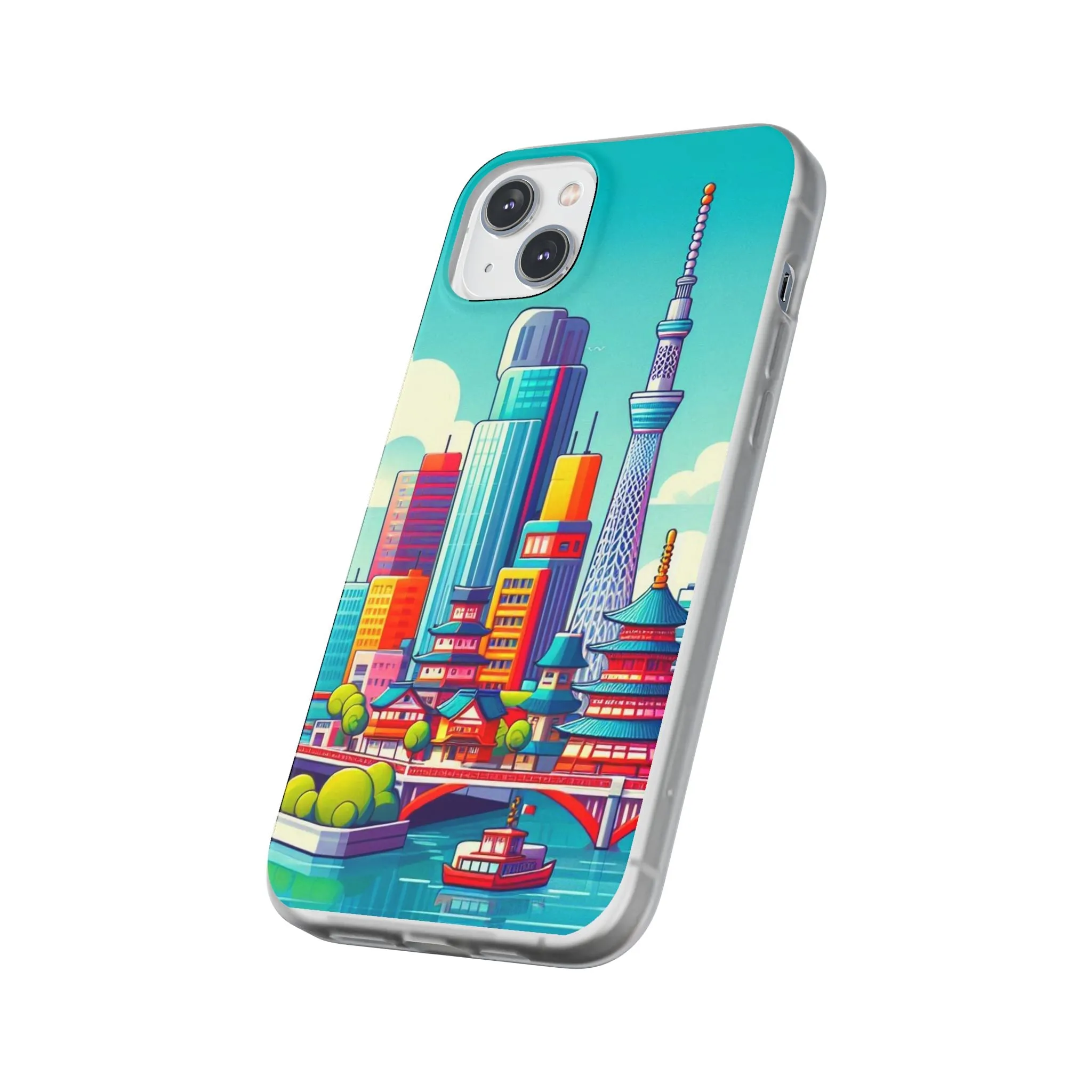 iPhone Flexi Cases with colorful design of the city of Tokyo