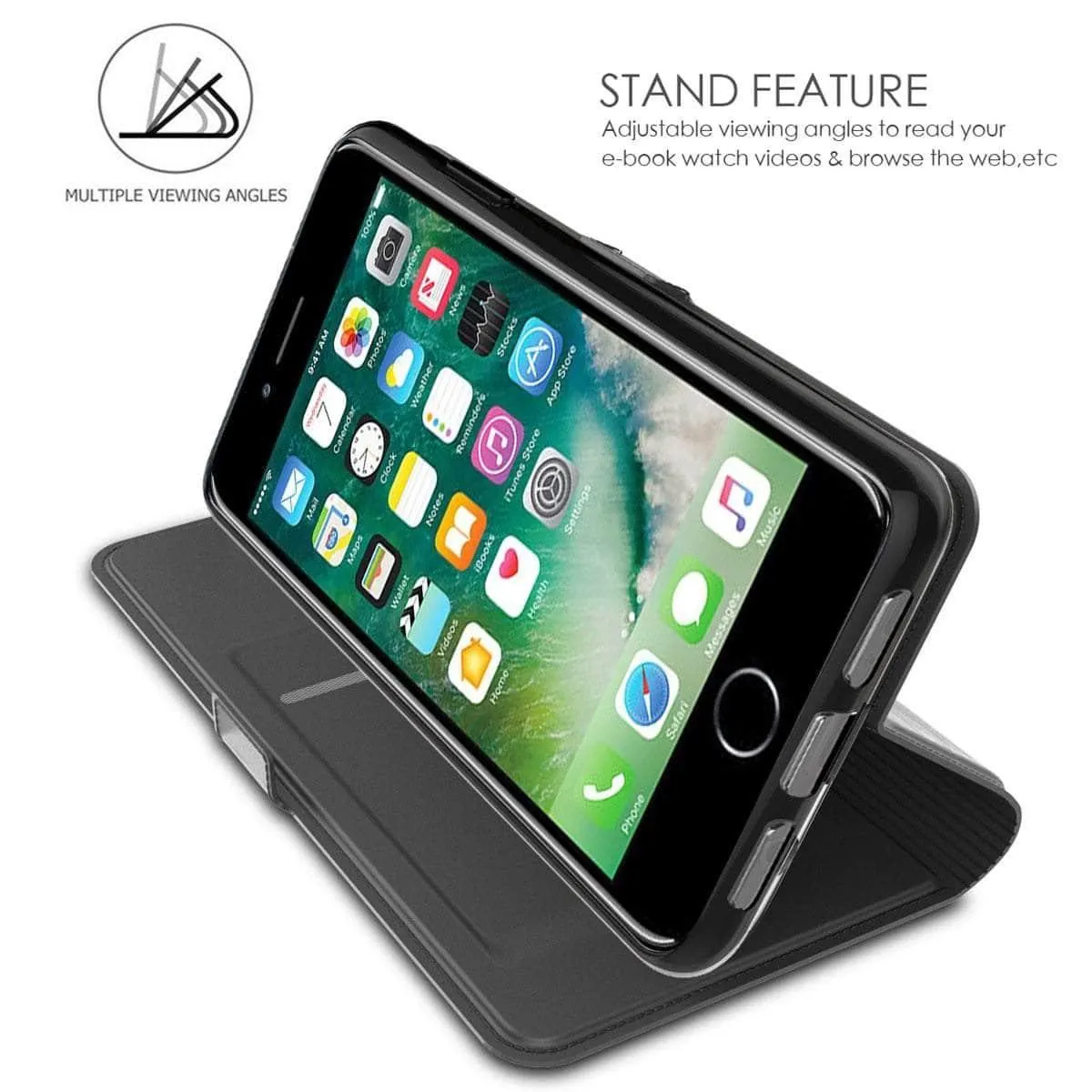 iPhone SE 2020 PU Leather Flip Stand Wallet Full Protective Shockproof Cover