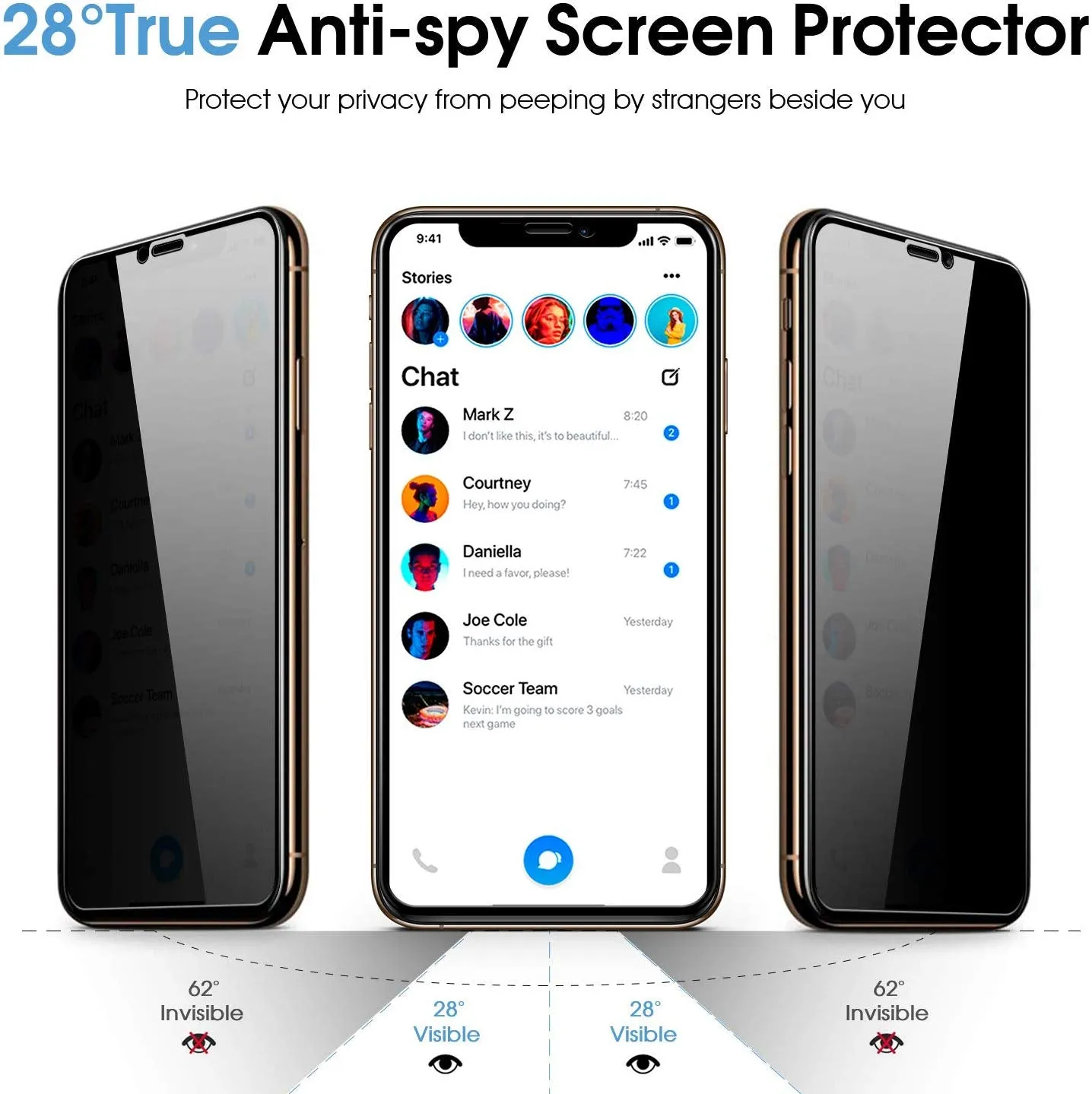 iPhone XS MAX / iPhone 11 Pro Max Anti Peep Spy Privacy Tempered Glass Screen Protector