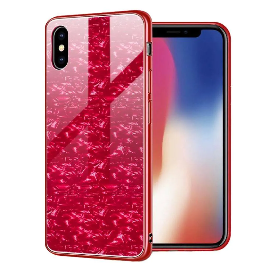 iPhone XS Max Marble Pattern 9H Tempered Glass Case