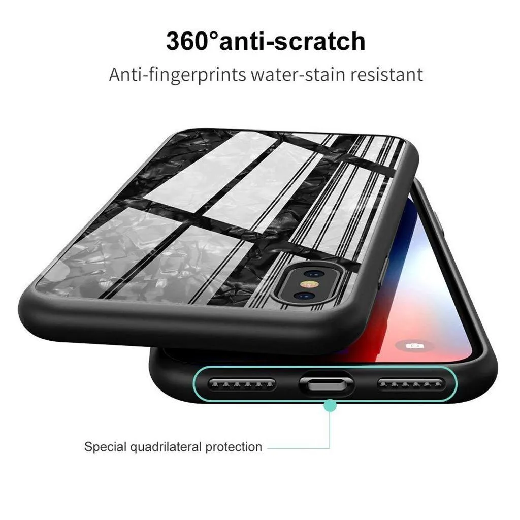 iPhone XS Max Marble Pattern 9H Tempered Glass Case