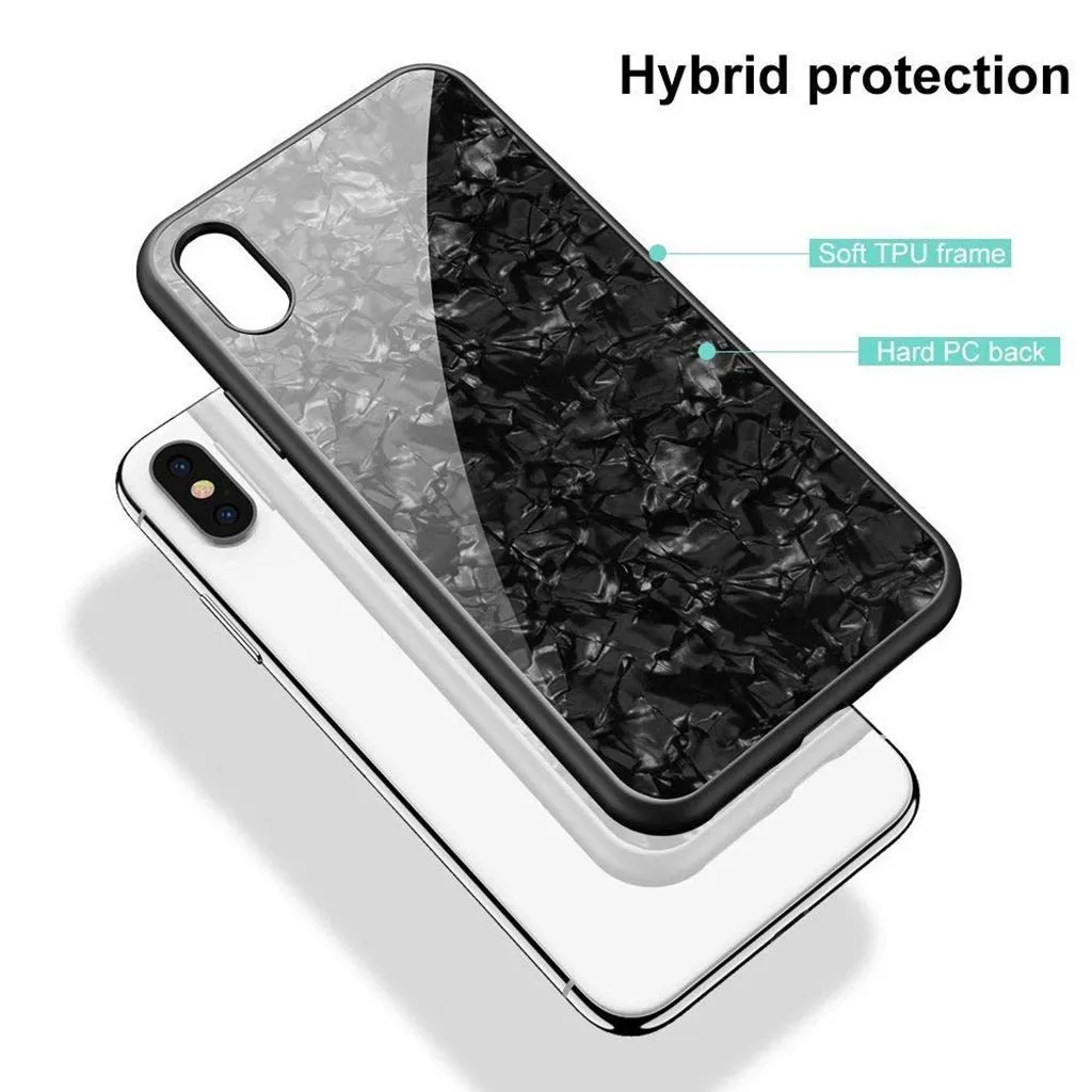 iPhone XS Max Marble Pattern 9H Tempered Glass Case
