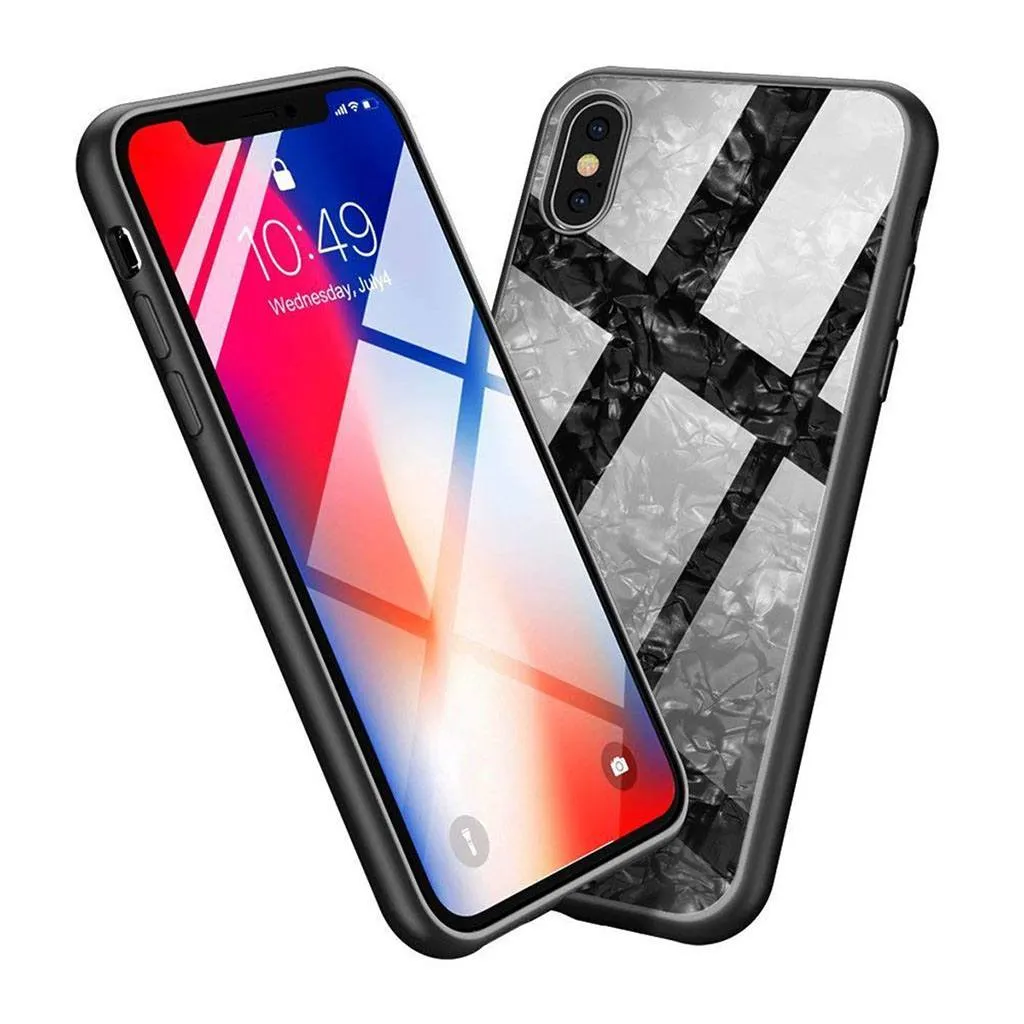 iPhone XS Max Marble Pattern 9H Tempered Glass Case