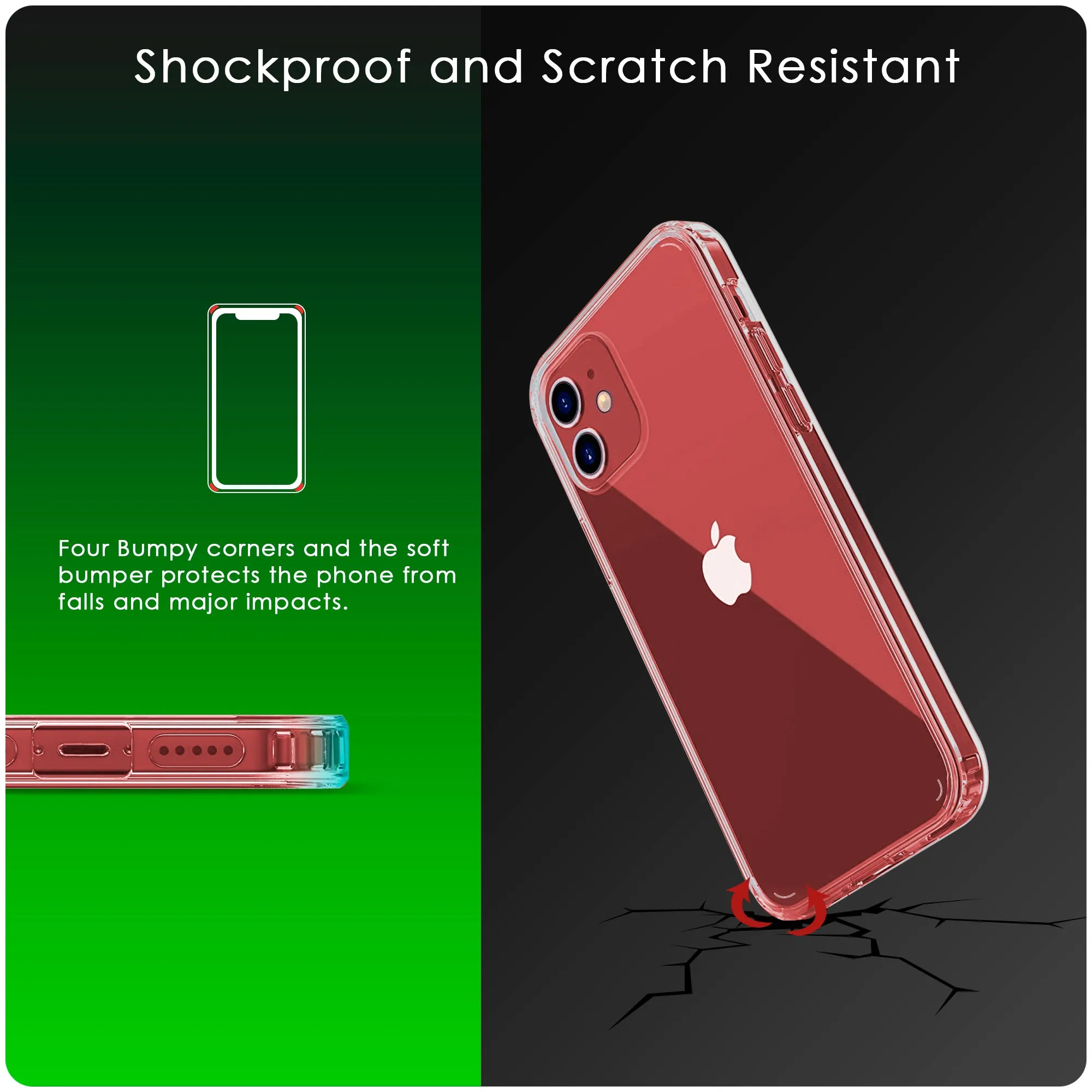 iSoul iPhone 12 Mini Case Acrylic Back Soft TPU Bumper Around Silicone