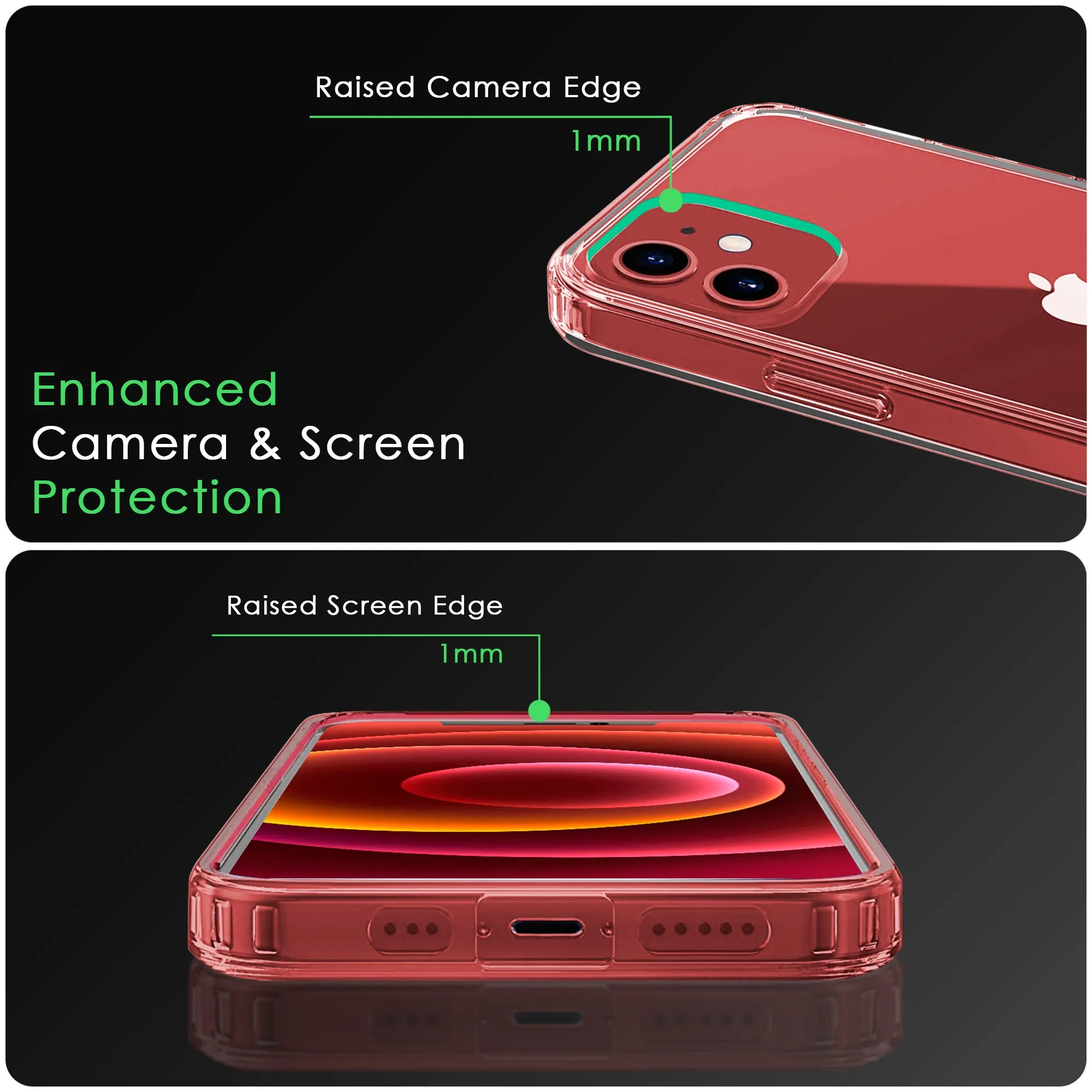 iSoul iPhone 12 Mini Case Acrylic Back Soft TPU Bumper Around Silicone