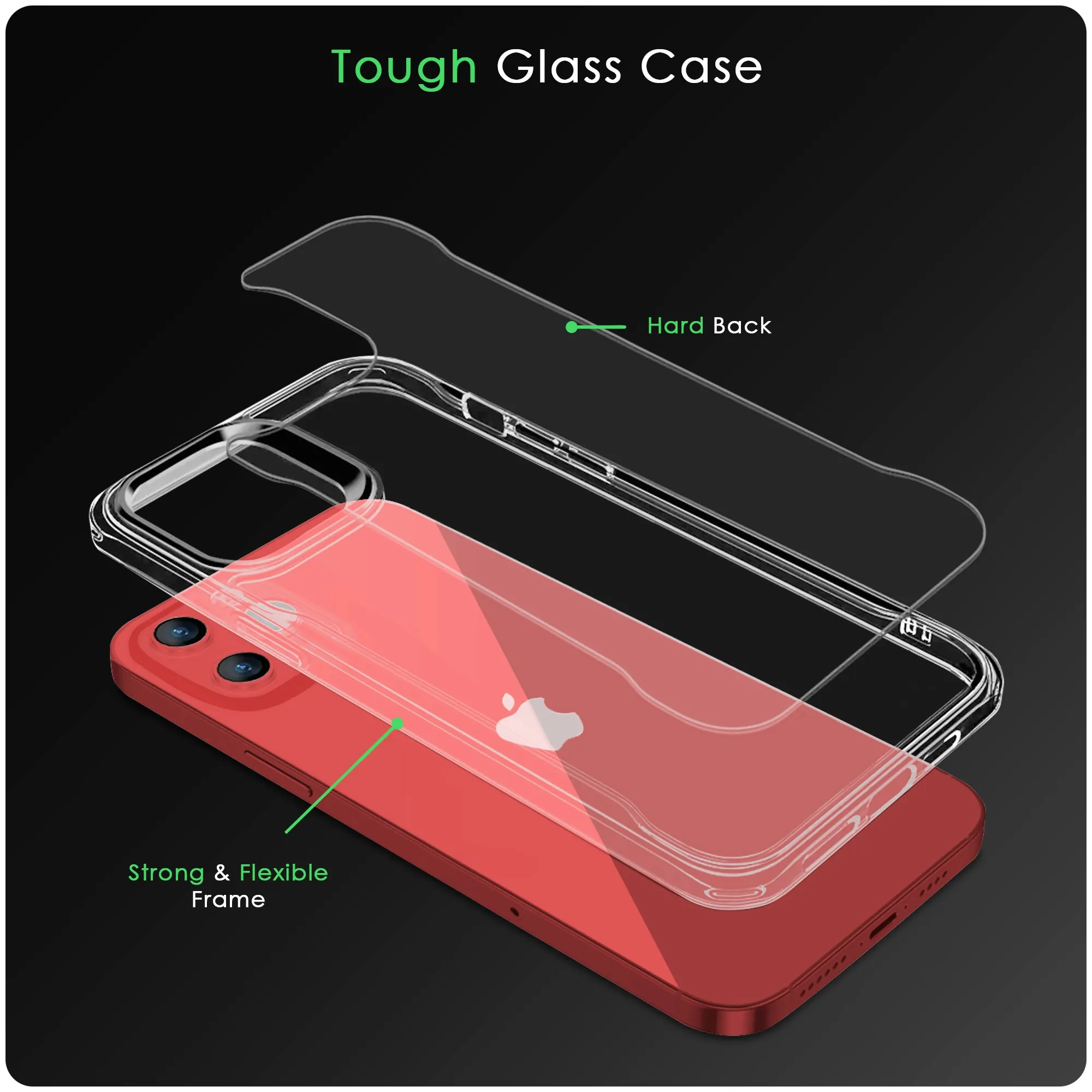 iSoul iPhone 12 Mini Case Acrylic Back Soft TPU Bumper Around Silicone