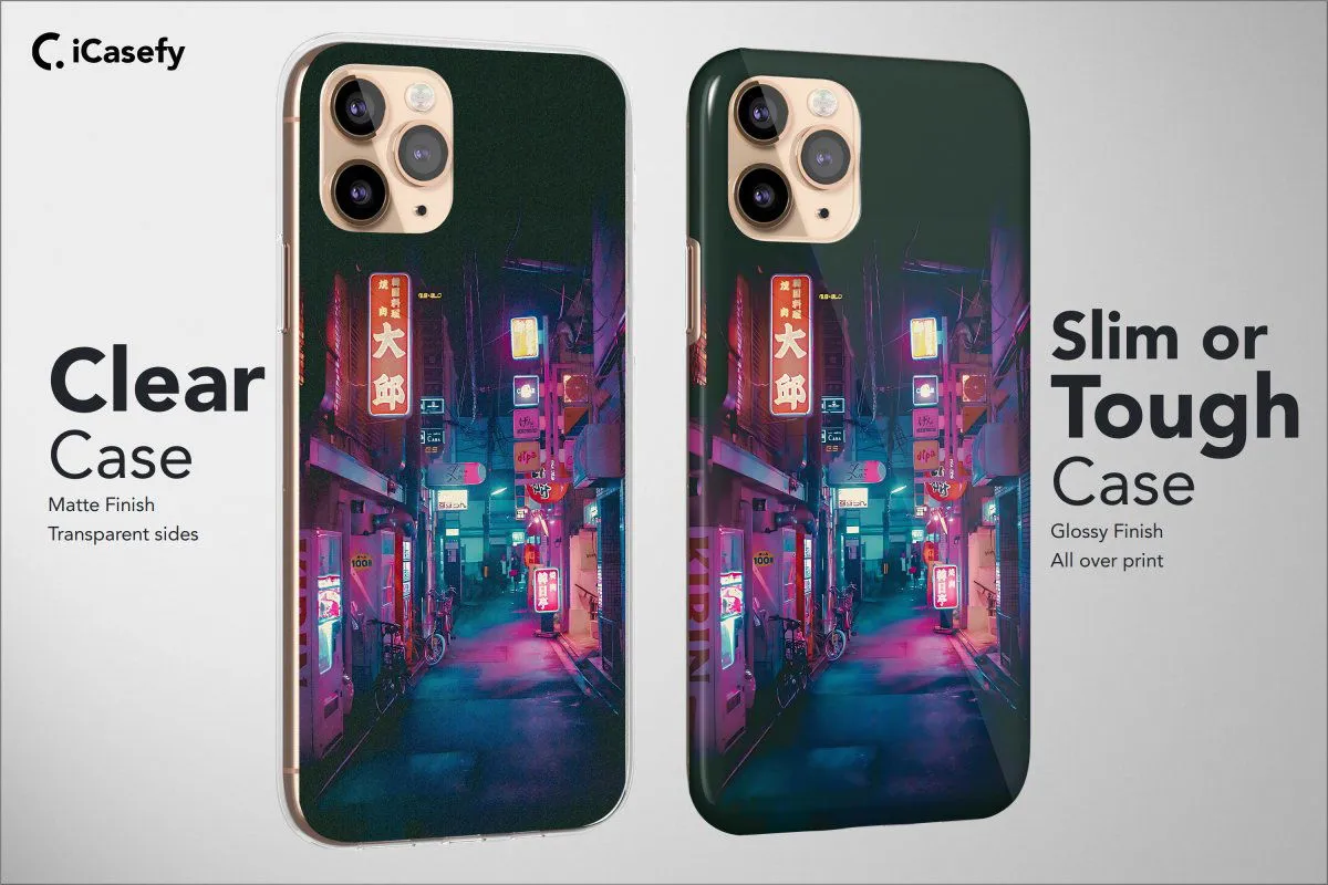 Japanese Night City Phone Case Cyberpunk Aesthetic Cover