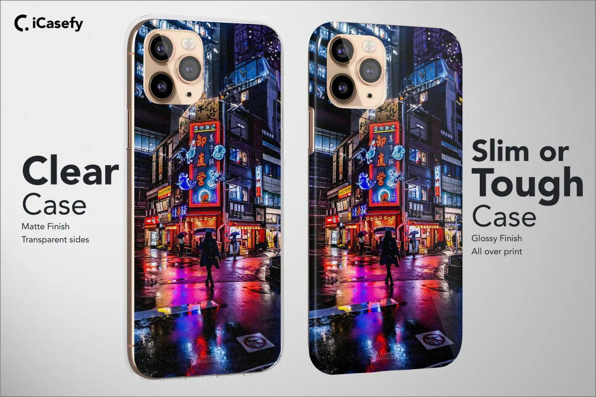 Japanese Night City Phone Case Cyberpunk Aesthetic Cover