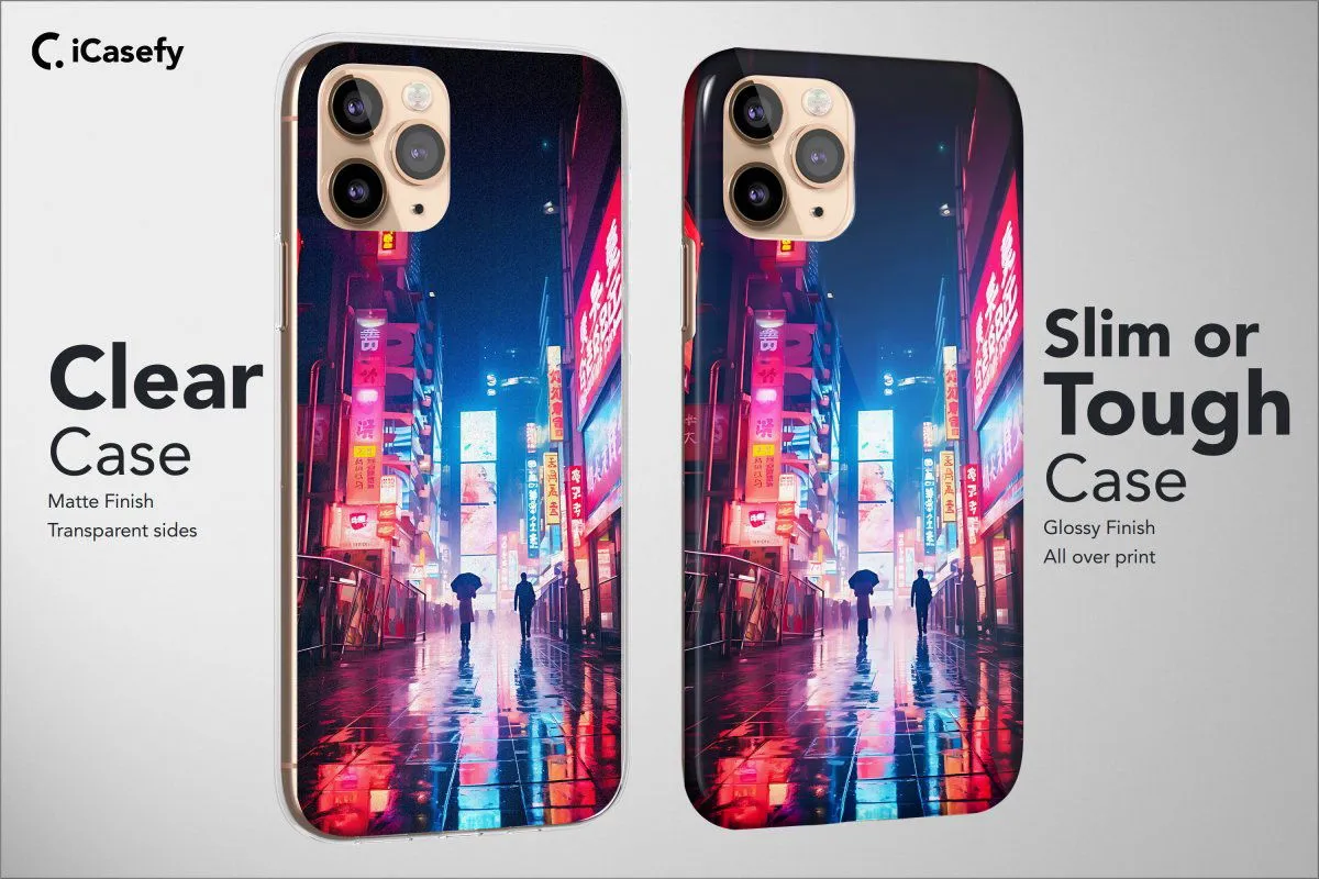 Japanese Night City Phone Case Cyberpunk Aesthetic Cover