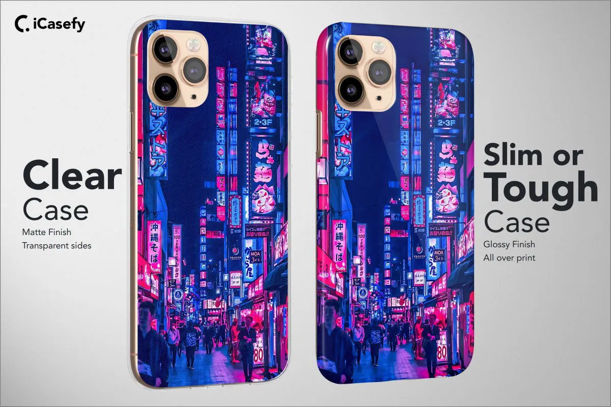 Japanese Night City Phone Case Cyberpunk Aesthetic Cover