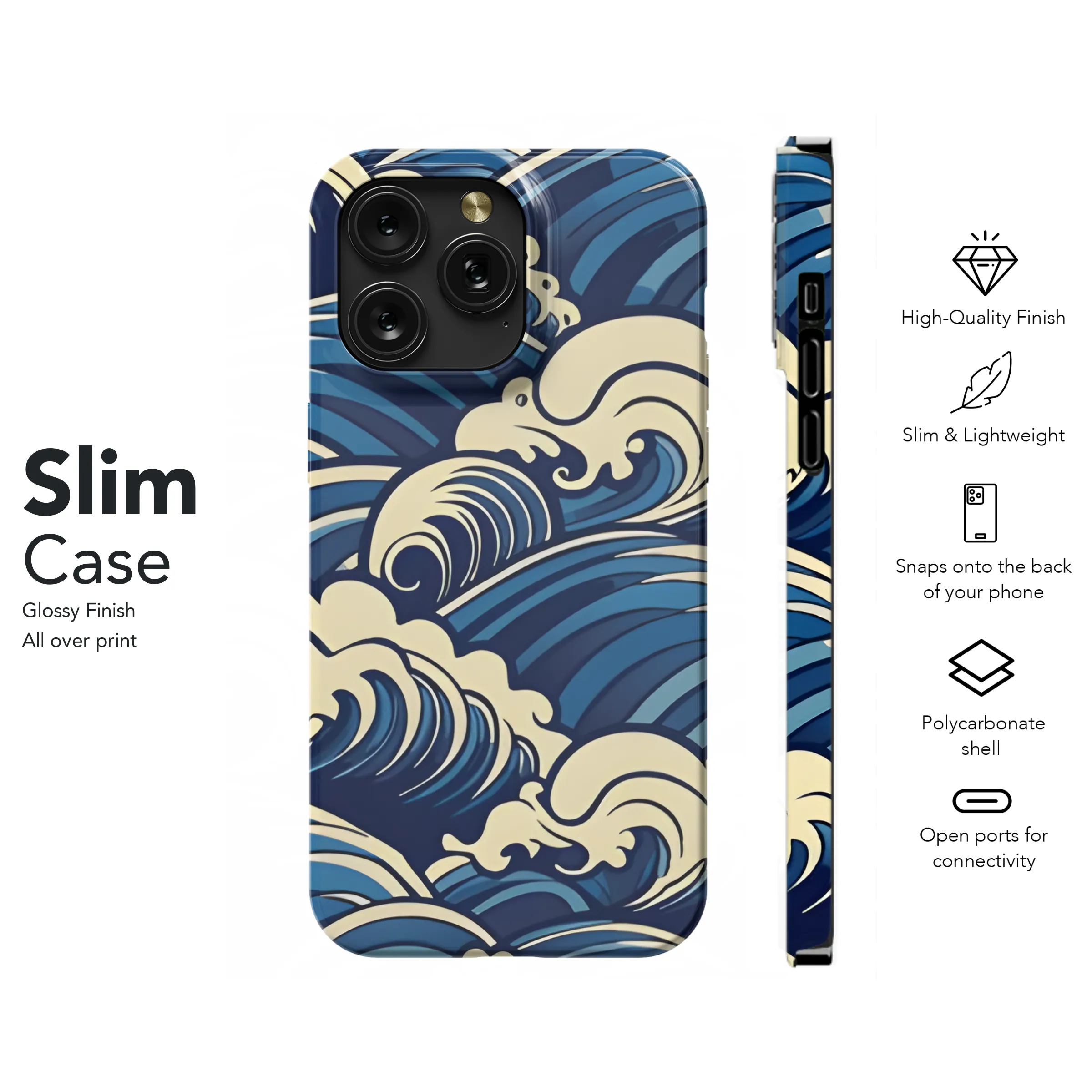 Japanese Water Wave Phone Case iPhone Samsung Cover Pixel 2556