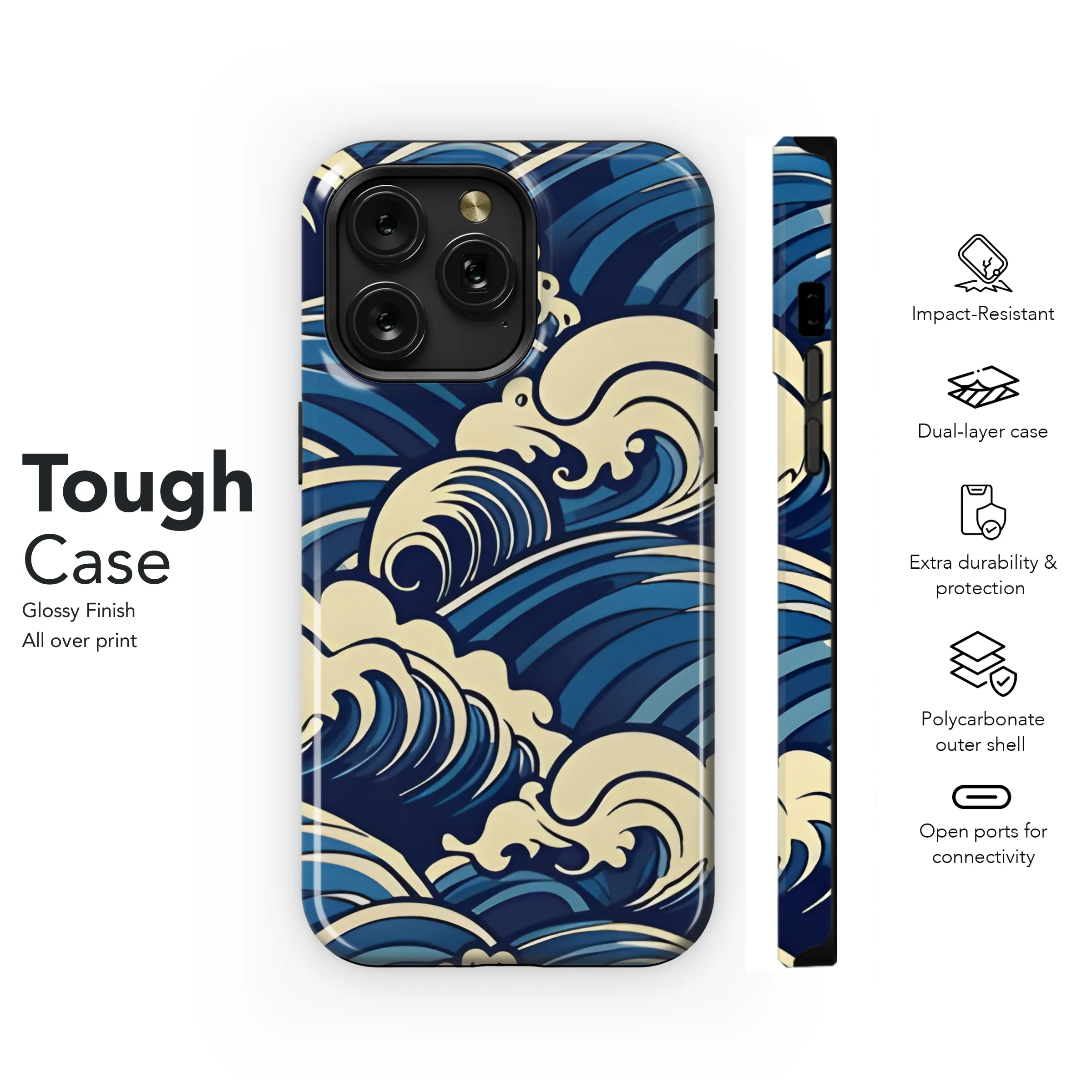 Japanese Water Wave Phone Case iPhone Samsung Cover Pixel 2556