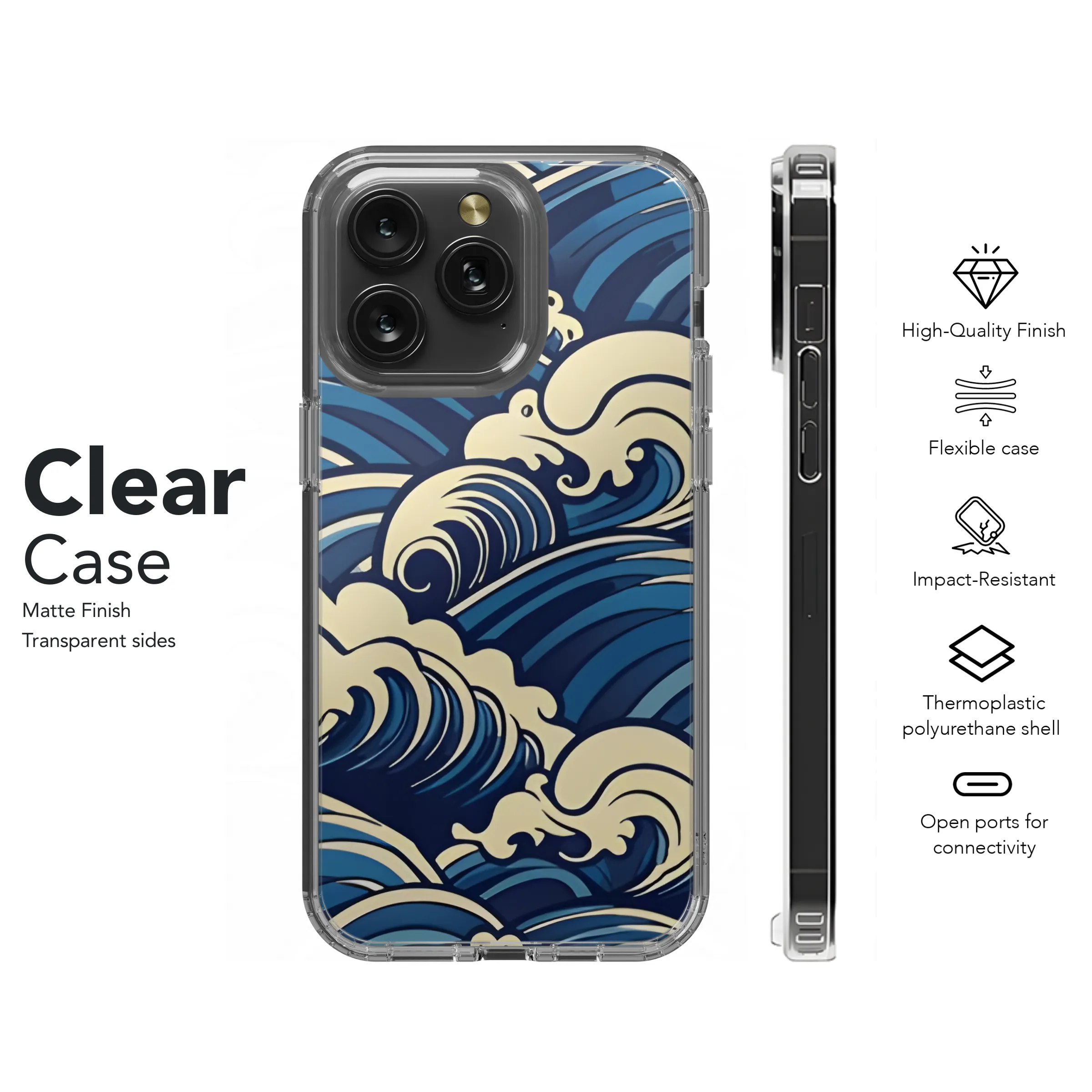 Japanese Water Wave Phone Case iPhone Samsung Cover Pixel 2556