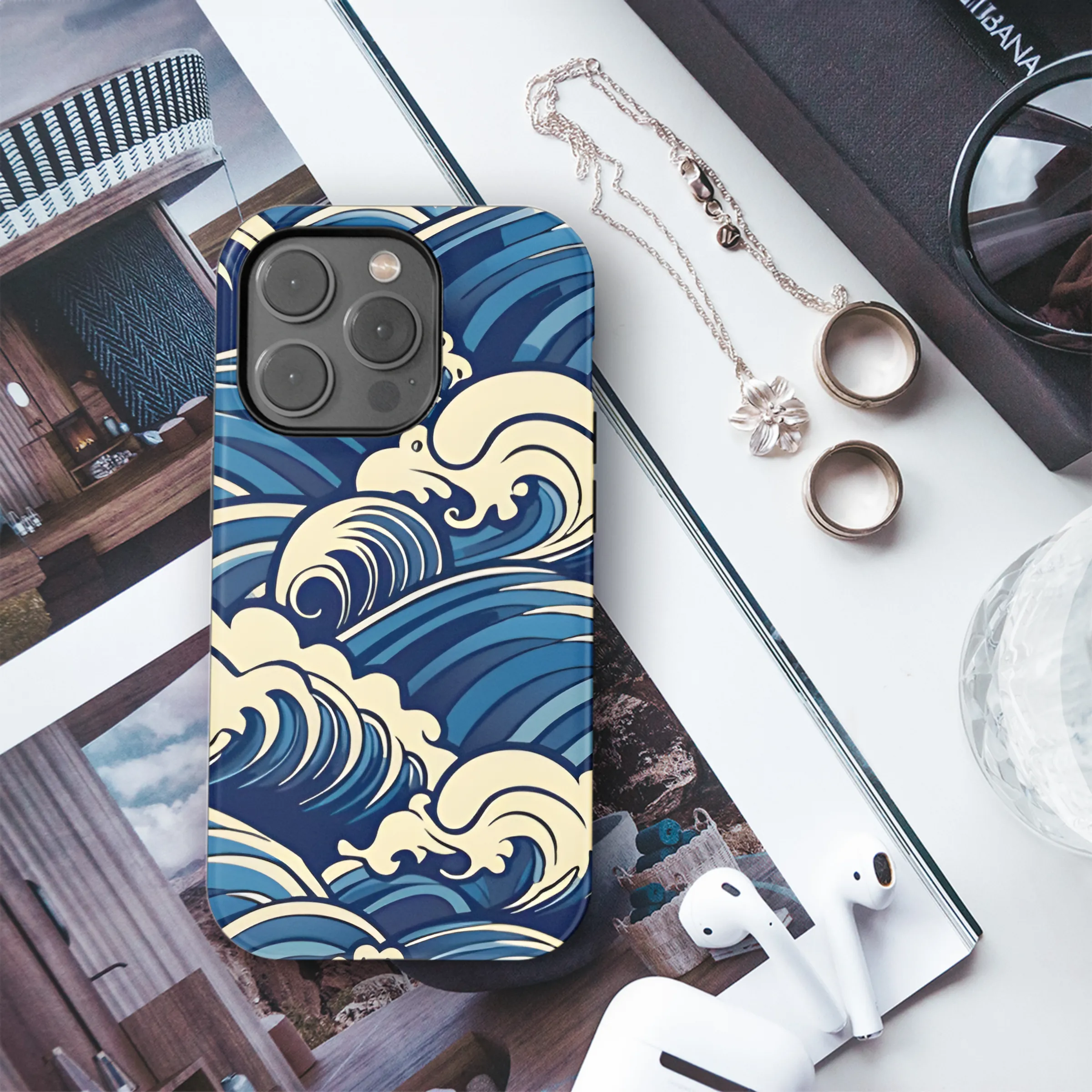 Japanese Water Wave Phone Case iPhone Samsung Cover Pixel 2556