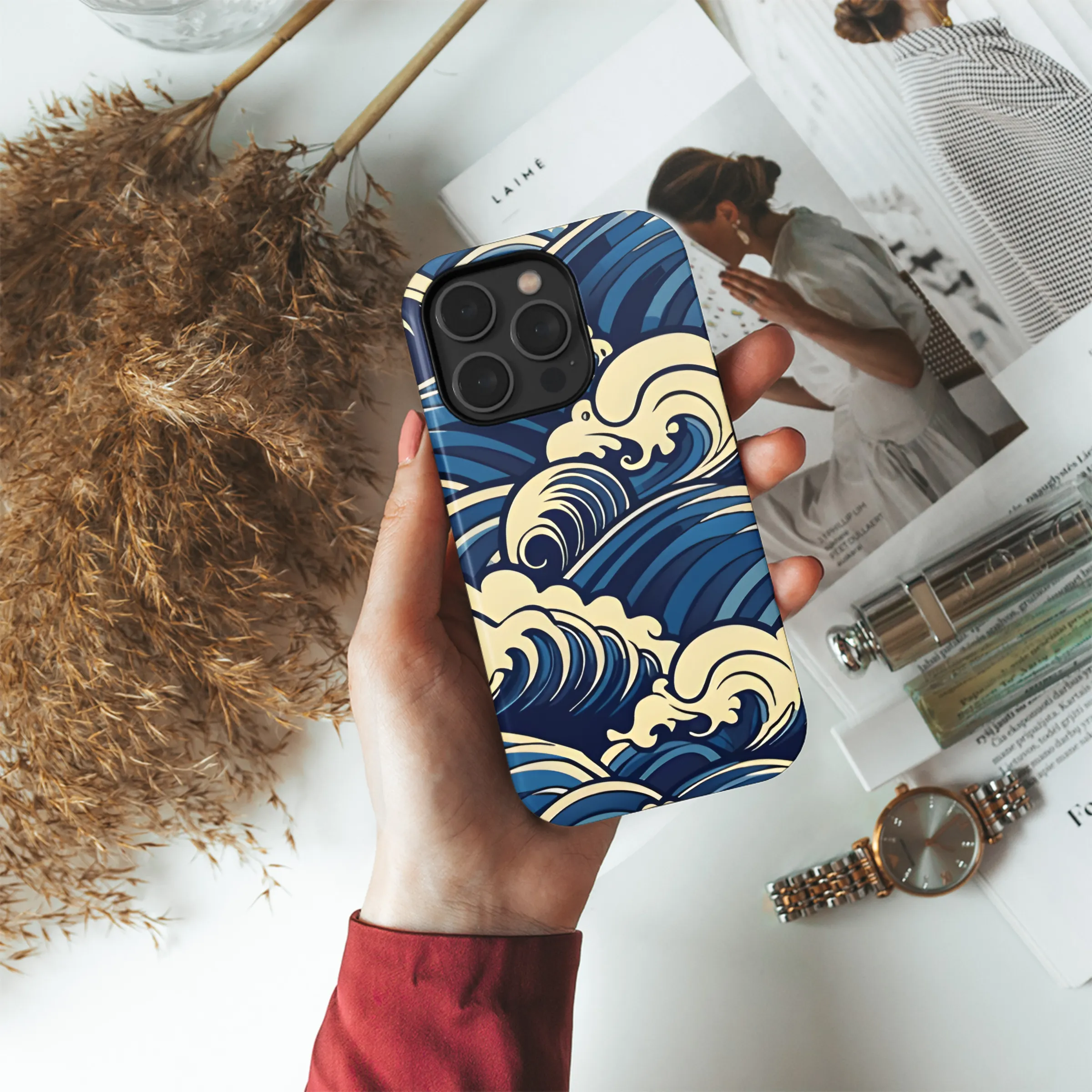 Japanese Water Wave Phone Case iPhone Samsung Cover Pixel 2556