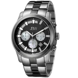 JBW Delano Black Chronograph Diamond Dial Two-Tone Steel Bracelet Men's Watch JB-6218-A