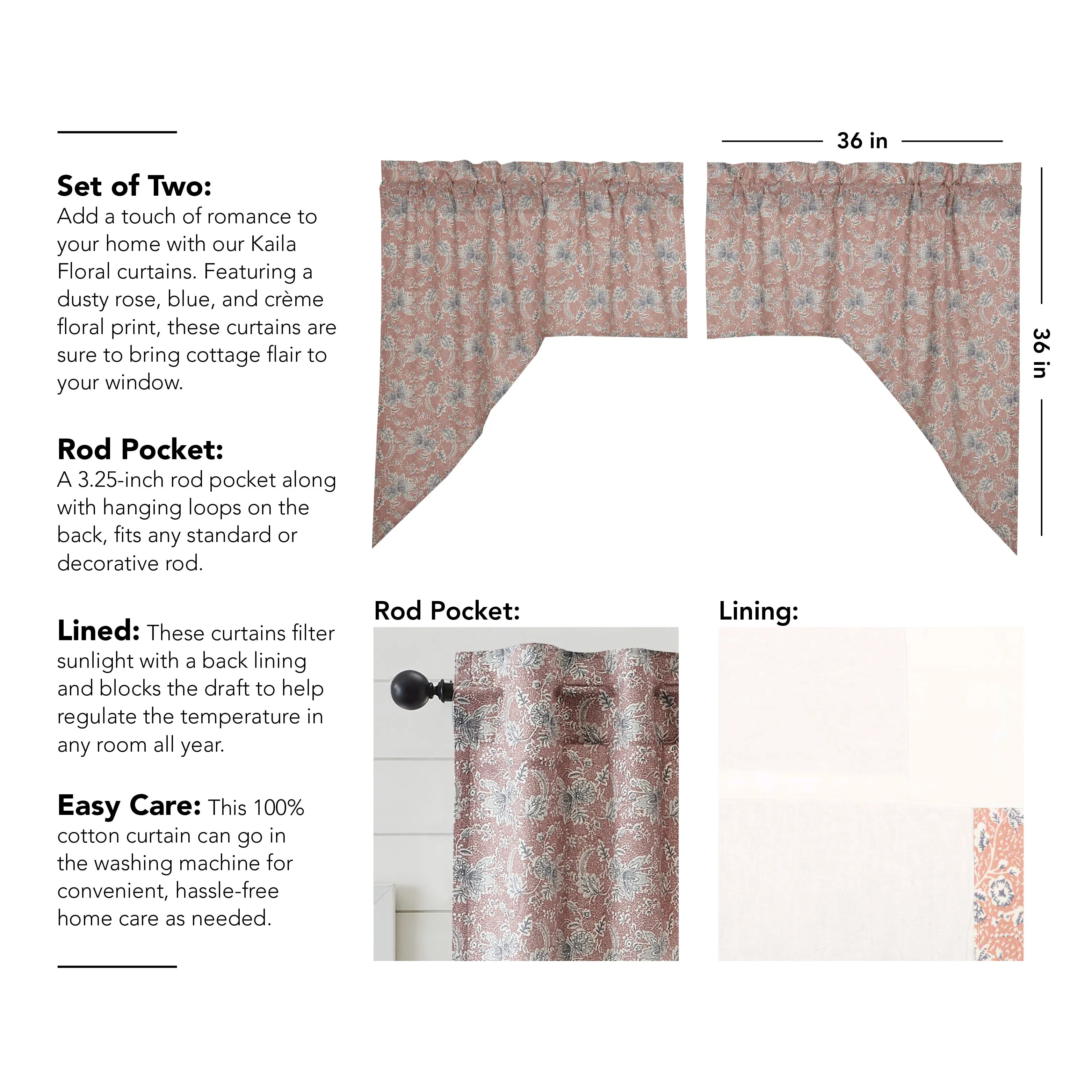 Kaila Floral Swag Set of 2 36x36x16