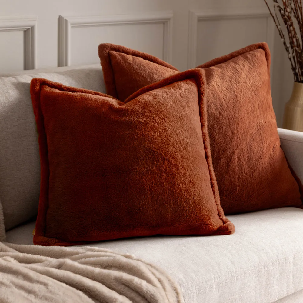 Kallu Faux Fur Cushion Rust