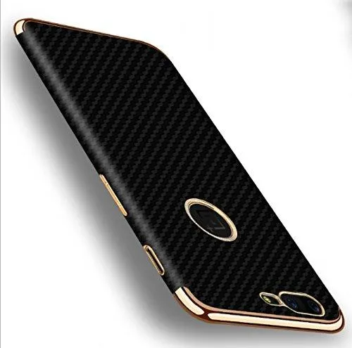 Kapa Oneplus 5 / One plus 5 Carbon Fibre Pattern Flexible Electroplated Edges Protective Back Cover Case for - Black