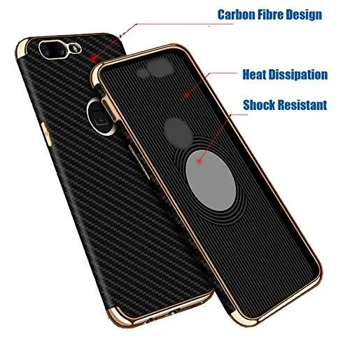 Kapa Oneplus 5 / One plus 5 Carbon Fibre Pattern Flexible Electroplated Edges Protective Back Cover Case for - Black
