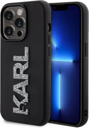 Karl Lagerfeld 3D Rubber Glitter Logo Case for iphone 15 Pro 6.1" Black - KLHCP15L3DMBKCK