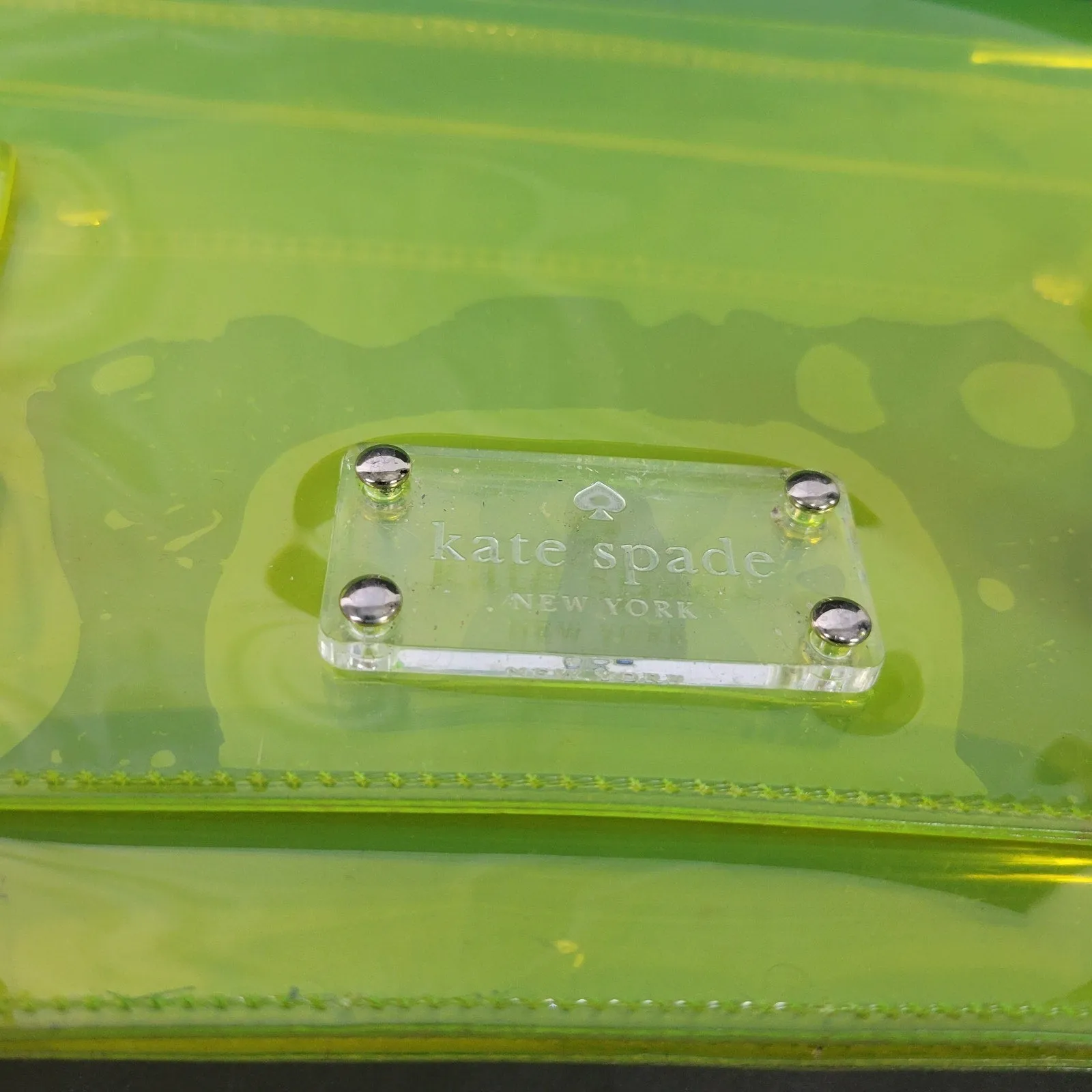 Kate Spade Sunny Hills Ellie Clutch Bag Green Neon Clear Translucent Rectangle Messenger