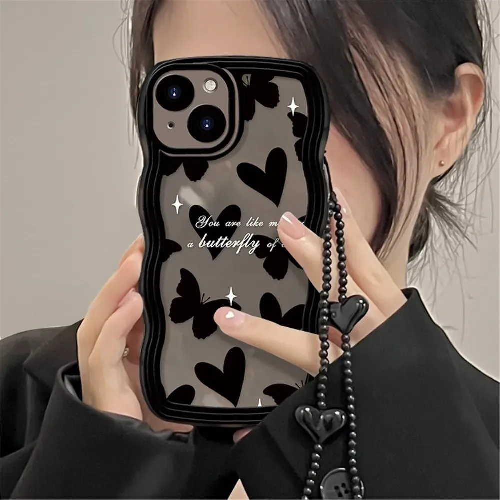 Kawaii Black Love Heart iPhone Case