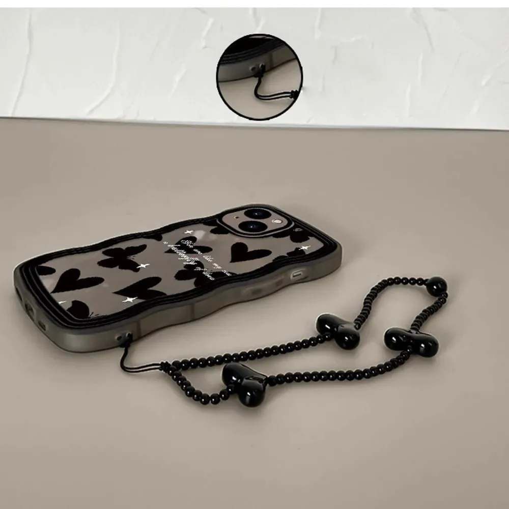 Kawaii Black Love Heart iPhone Case