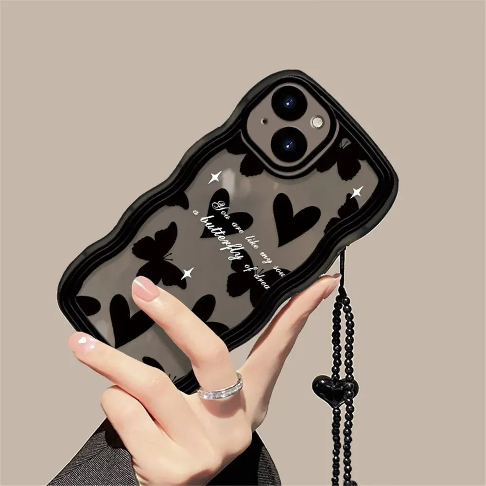 Kawaii Black Love Heart iPhone Case