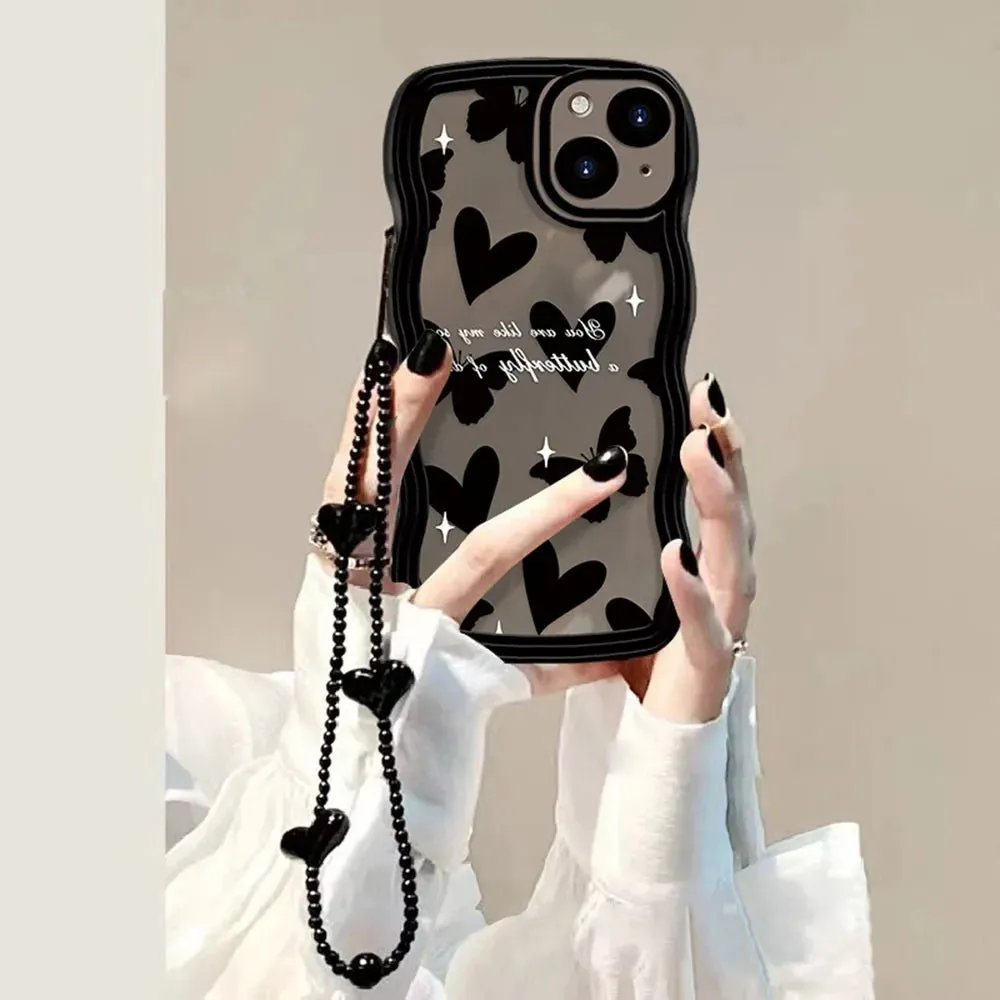 Kawaii Black Love Heart iPhone Case