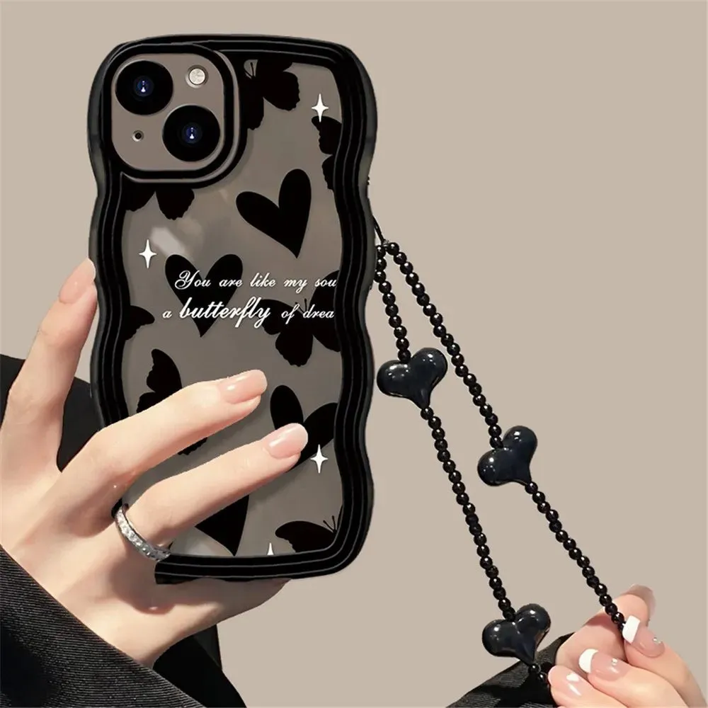 Kawaii Black Love Heart iPhone Case