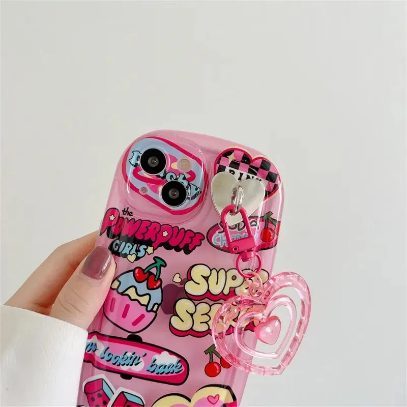 Kawaii Funky iPhone Case with Love Heart Pendant