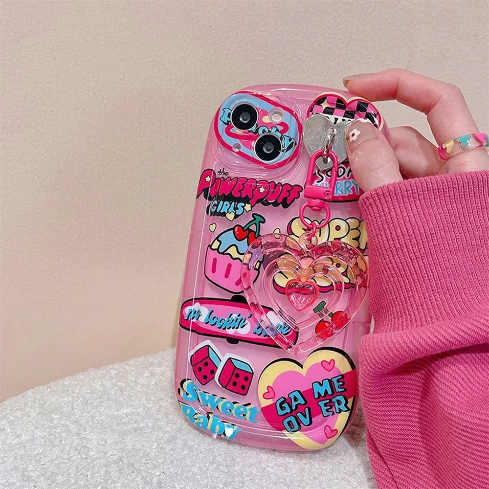 Kawaii Funky iPhone Case with Love Heart Pendant