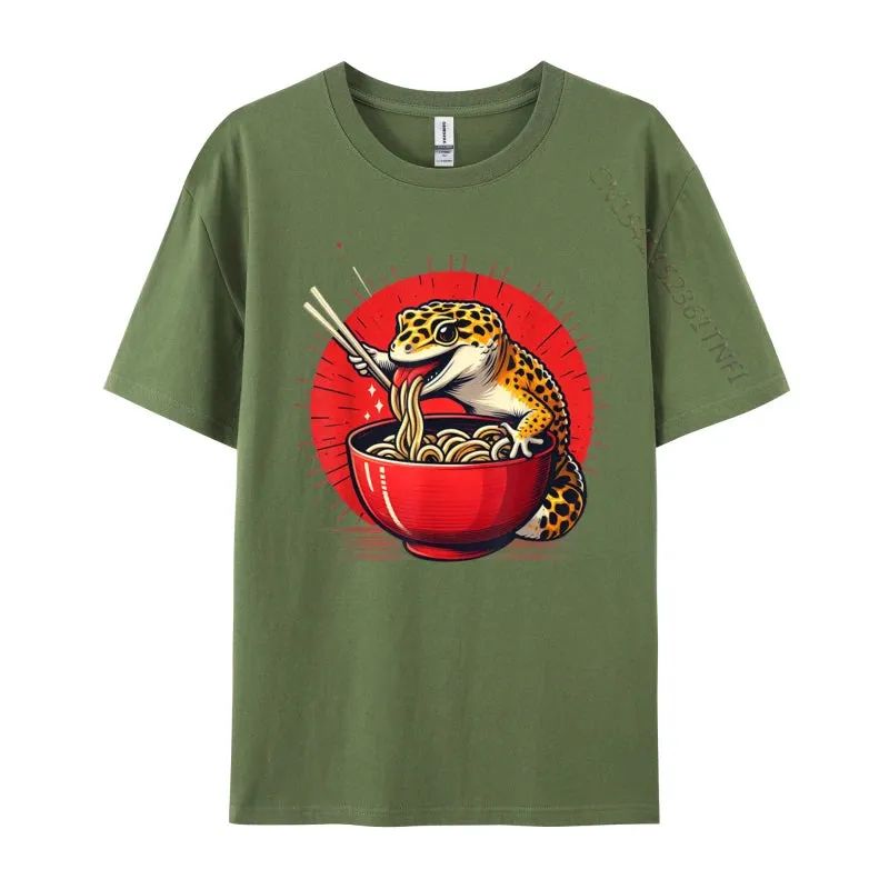 Kawaii Gecko Ramen 3D Printed Streetwear Tee – Premium Cotton Custom Graphic Shirt for Anime, Punk & Fashion Lovers
