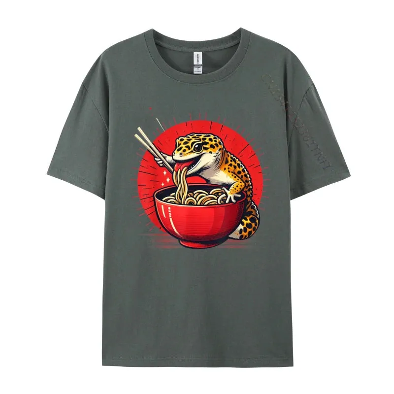 Kawaii Gecko Ramen 3D Printed Streetwear Tee – Premium Cotton Custom Graphic Shirt for Anime, Punk & Fashion Lovers