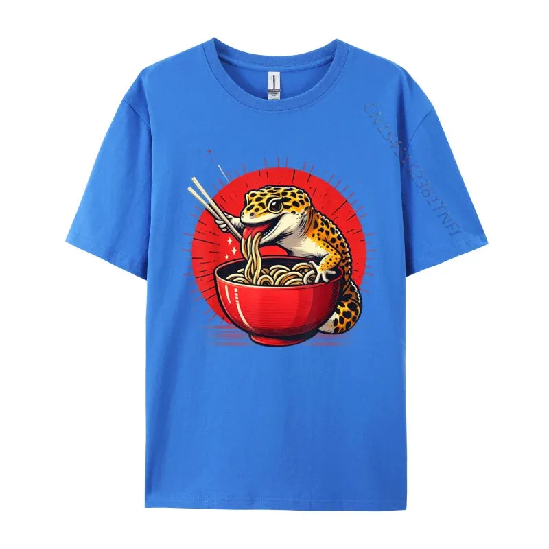 Kawaii Gecko Ramen 3D Printed Streetwear Tee – Premium Cotton Custom Graphic Shirt for Anime, Punk & Fashion Lovers