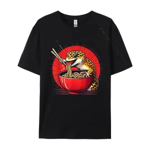 Kawaii Gecko Ramen 3D Printed Streetwear Tee – Premium Cotton Custom Graphic Shirt for Anime, Punk & Fashion Lovers