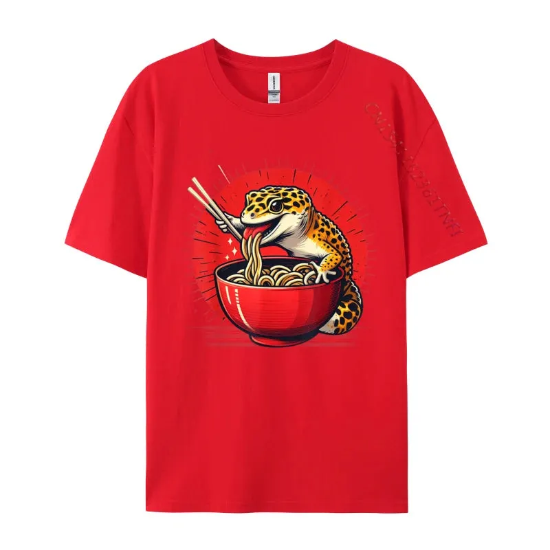 Kawaii Gecko Ramen 3D Printed Streetwear Tee – Premium Cotton Custom Graphic Shirt for Anime, Punk & Fashion Lovers