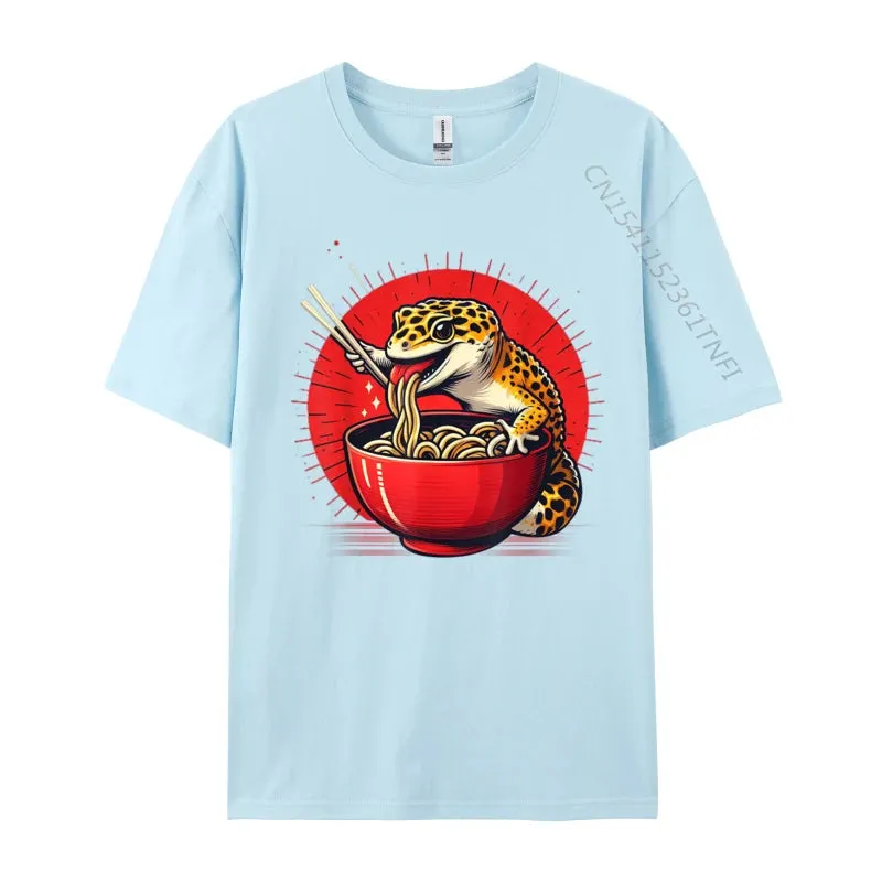 Kawaii Gecko Ramen 3D Printed Streetwear Tee – Premium Cotton Custom Graphic Shirt for Anime, Punk & Fashion Lovers