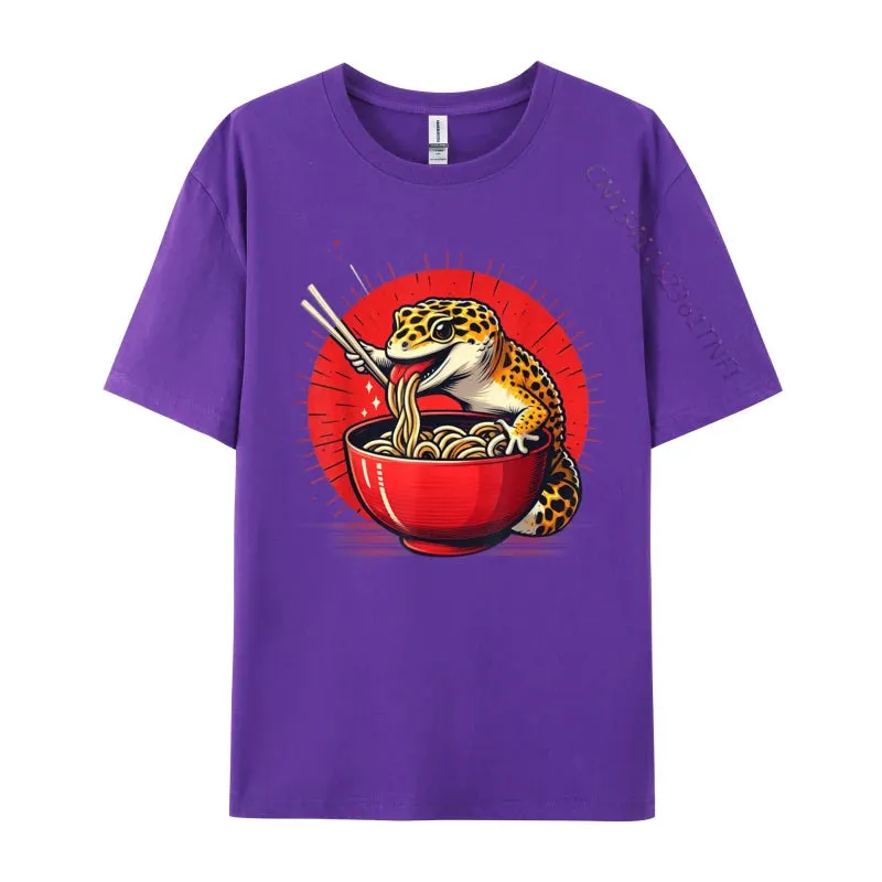 Kawaii Gecko Ramen 3D Printed Streetwear Tee – Premium Cotton Custom Graphic Shirt for Anime, Punk & Fashion Lovers
