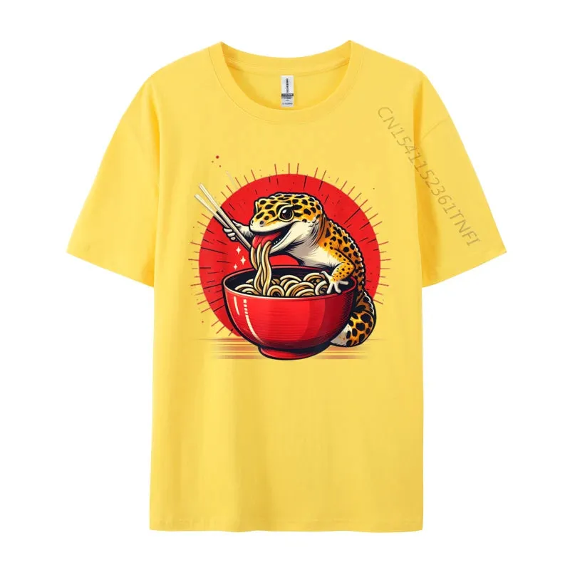 Kawaii Gecko Ramen 3D Printed Streetwear Tee – Premium Cotton Custom Graphic Shirt for Anime, Punk & Fashion Lovers