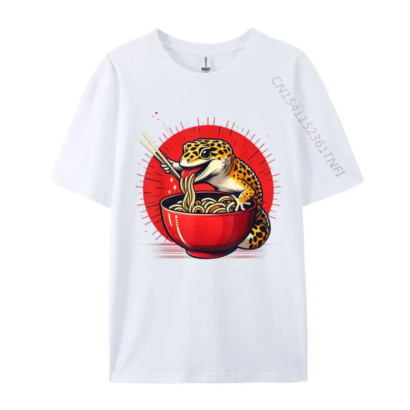 Kawaii Gecko Ramen 3D Printed Streetwear Tee – Premium Cotton Custom Graphic Shirt for Anime, Punk & Fashion Lovers