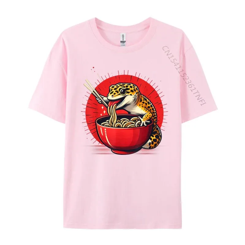 Kawaii Gecko Ramen 3D Printed Streetwear Tee – Premium Cotton Custom Graphic Shirt for Anime, Punk & Fashion Lovers