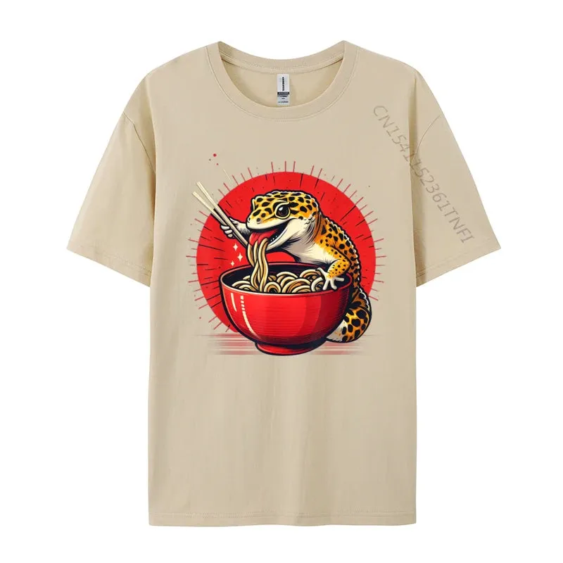 Kawaii Gecko Ramen 3D Printed Streetwear Tee – Premium Cotton Custom Graphic Shirt for Anime, Punk & Fashion Lovers