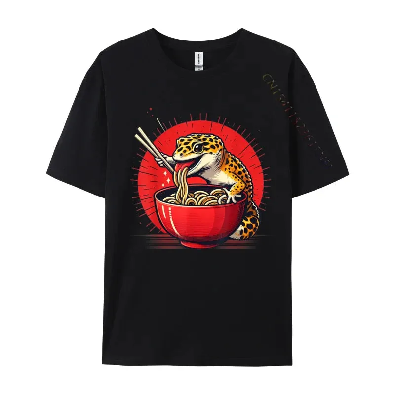 Kawaii Gecko Ramen 3D Printed Streetwear Tee – Premium Cotton Custom Graphic Shirt for Anime, Punk & Fashion Lovers