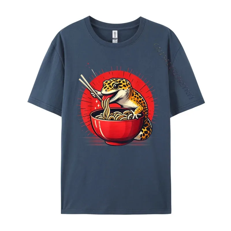 Kawaii Gecko Ramen 3D Printed Streetwear Tee – Premium Cotton Custom Graphic Shirt for Anime, Punk & Fashion Lovers
