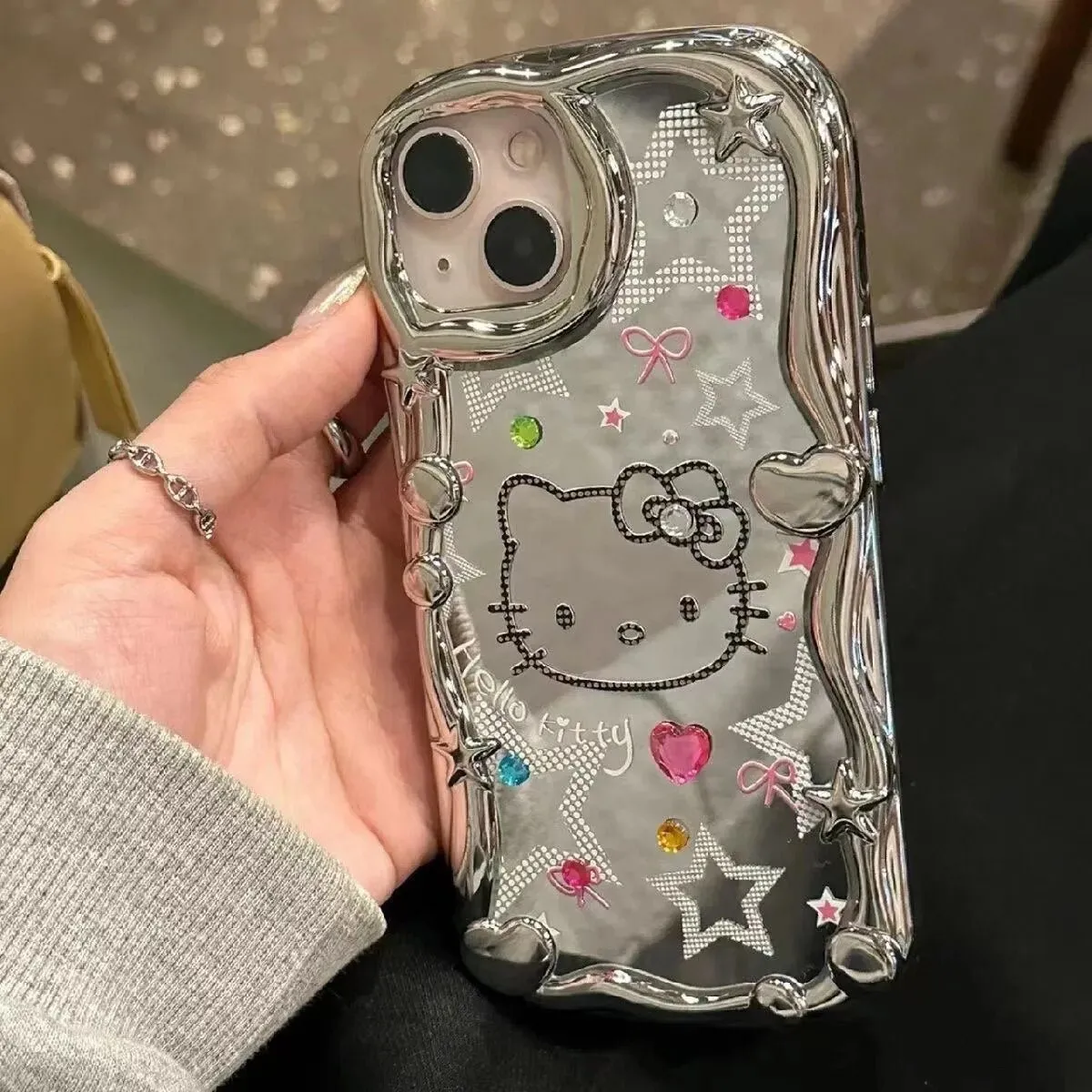 Kawaii Hello Kitty Silver iPhone Case