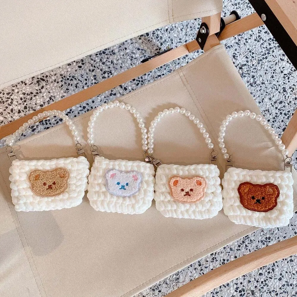 Kawaii Knitted Bag AirPods Case with Pearl Chain